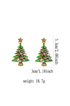 Bright Green Rhinestone Embellished Star Christmas Tree Earrings