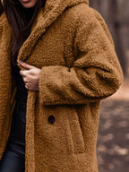 Teddy Bear Hooded Longline Outerwear