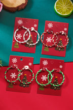 Fiery Red Christmas Structured Glitter Hoop Earrings