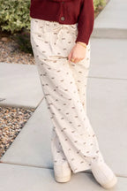 Bow Print Wide Leg Pants