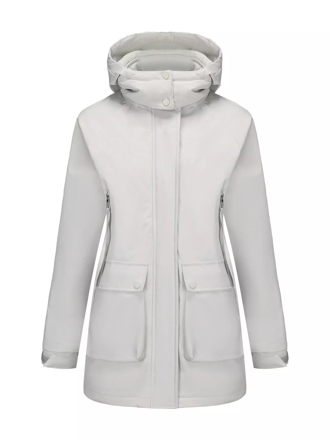 Full Size Zip Up Hooded Parka Outerwear Plus Size