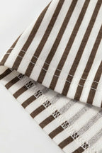 Stripe Elastic High Waist Pocketed Loose Pants