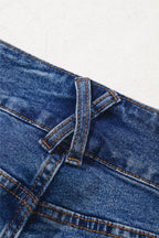 Double Button Zip Fly Straight Leg Jeans