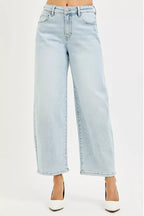 RISEN High Rise Crop Barrel Jeans