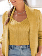 Full Size Ribbed Knit Tank and Cardigan Sweater Set Plus Size