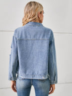 Snake Print Button Up Denim Jacket