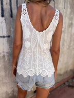 Floral Lace Crochet Trim Tank