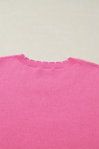 Ribbon Bow Print Contrast Stitch Trim Drop Shoulder Sweater