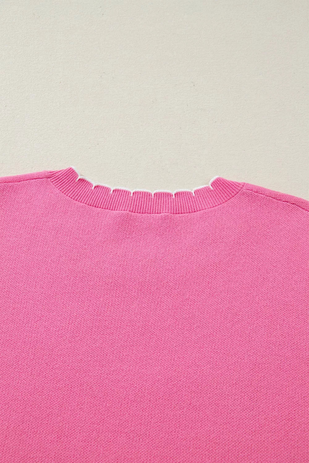 Ribbon Bow Print Contrast Stitch Trim Drop Shoulder Sweater