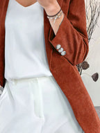 Corduroy Lapel Collar Casual Blazer