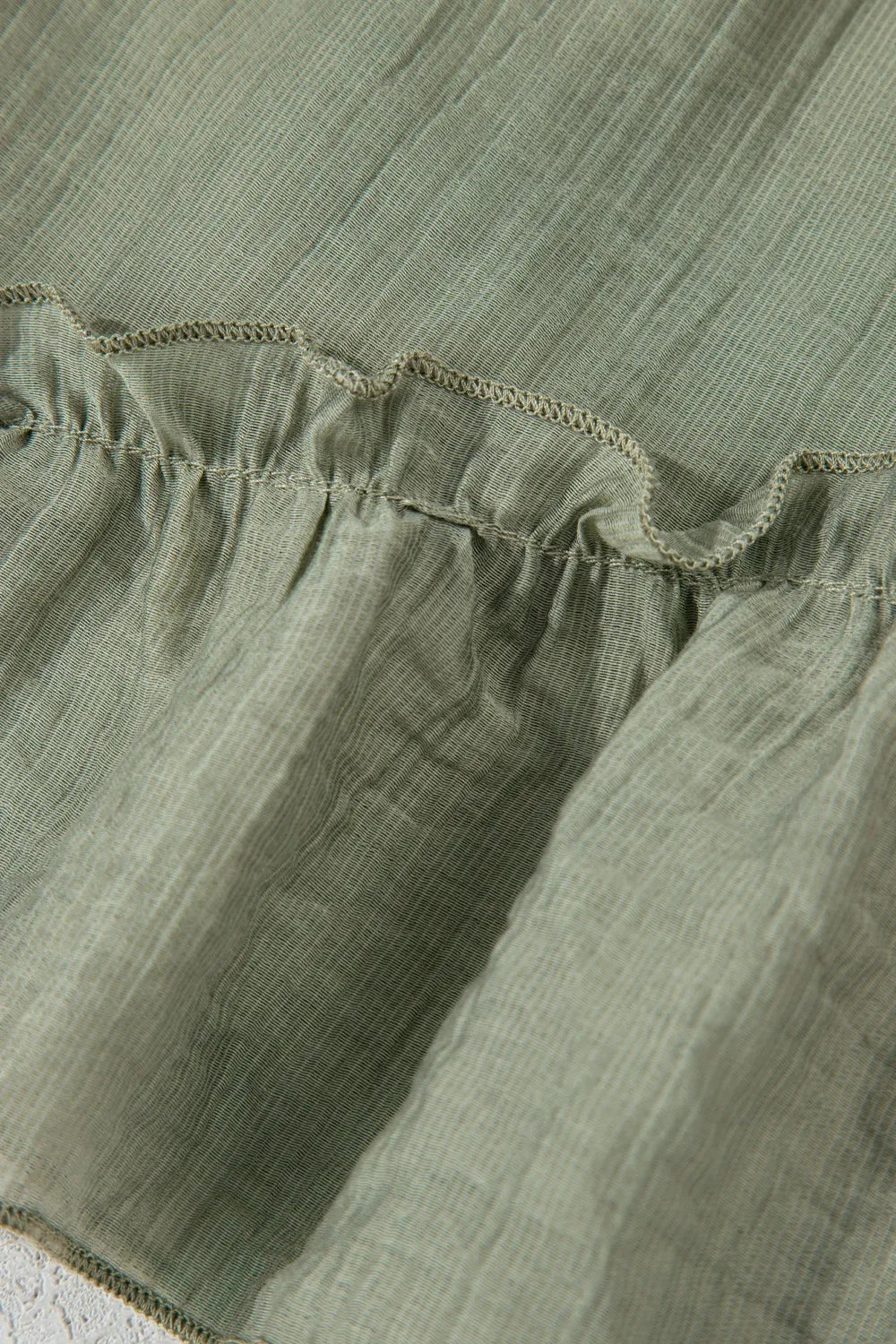 Textured Tie Waist Ruffle Hem Shorts