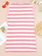 Stripe Cap Sleeve Pocketed Shift Dress