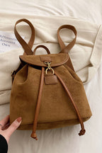 Suede Drawstring Backpack Bag