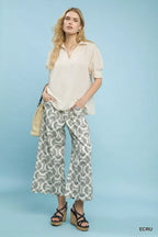 Umgee Seersucker Puff Sleeve Blouse