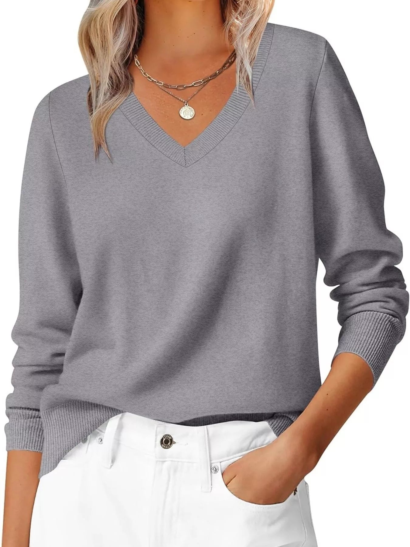 Classic V-Neck Long Sleeve Sweater