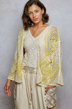 POL Open Front Crochet Cardigan with Granny Square Pattern