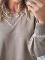 Full Size Crew Neck Raglan Sleeve Sweatshirt Plus Size
