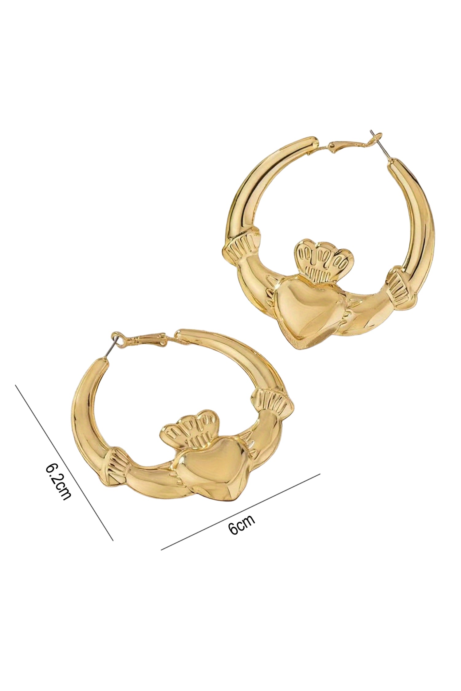 Gold Retro Claddagh Hoop Stainless Plated Earrings