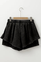 Mineral Wash French Terry High Waist Casual Shorts