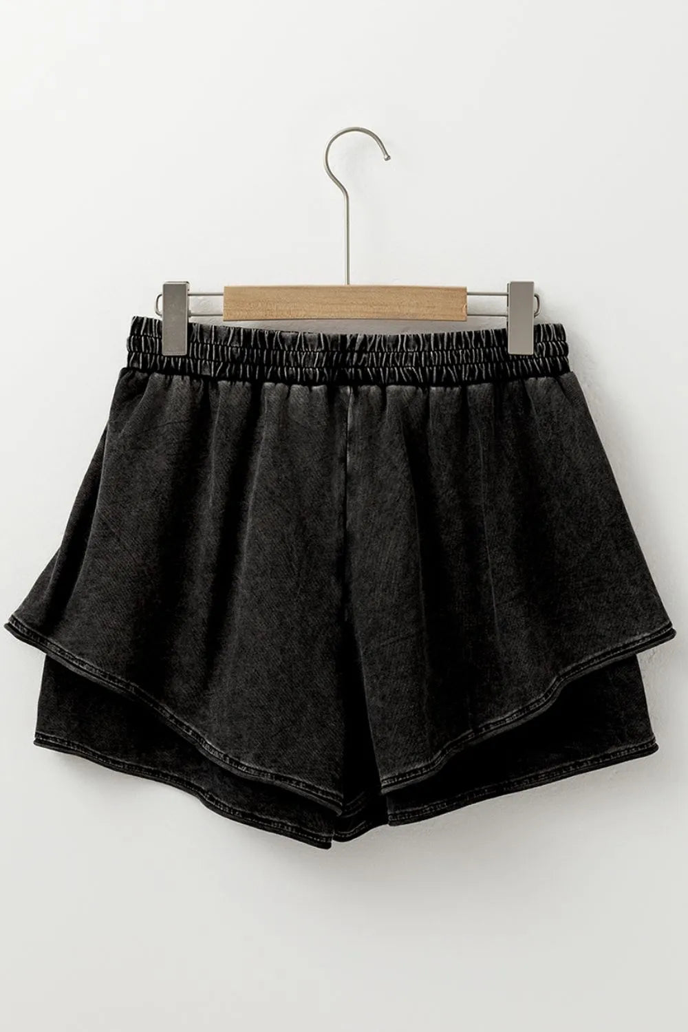 Mineral Wash French Terry High Waist Casual Shorts