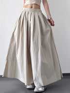 Pleated Linen Maxi Skirt