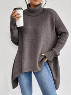 Turtleneck High-Low Hem Sweater