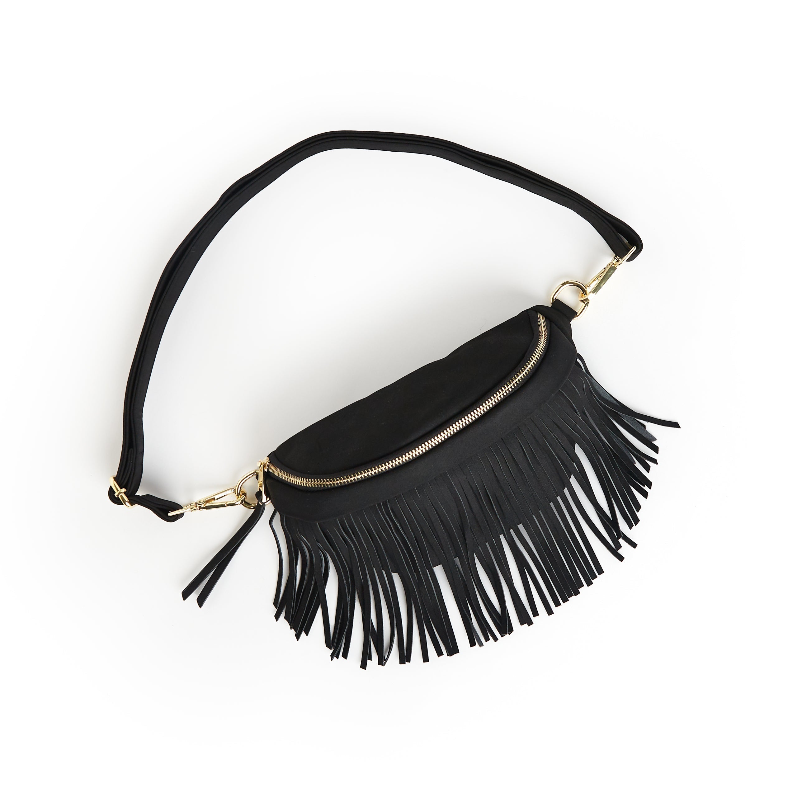 Removable Fringe Western Style Suede Bum Sling Hip Bag