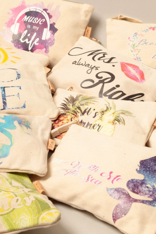 Multi Print Cotton Canvas Eco Pouch Bags