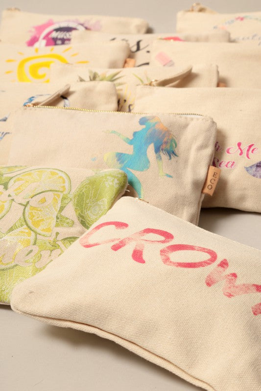 Multi Print Cotton Canvas Eco Pouch Bags