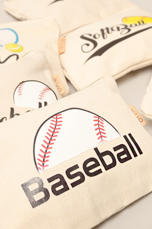 Sports Print Cotton Canvas Eco Pouch Bags