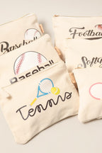 Sports Print Cotton Canvas Eco Pouch Bags