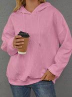 Full Size Embossed Lettering Casual Hoodie Plus Size