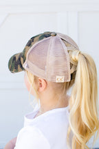 Girls CC Criss-Cross Ponytail Caps-Camo