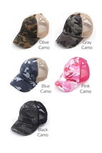 Girls CC Criss-Cross Ponytail Caps-Camo