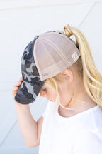 Girls CC Criss-Cross Ponytail Caps-Camo