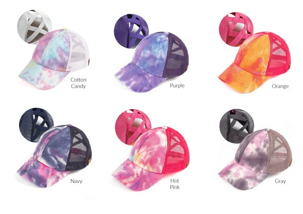 CC Tie Dye Criss-Cross Ponytail Cap Hat