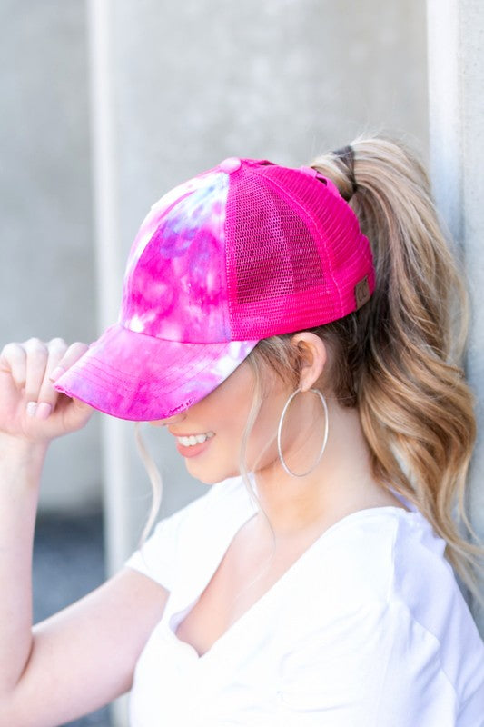 CC Tie Dye Criss-Cross Ponytail Cap Hat