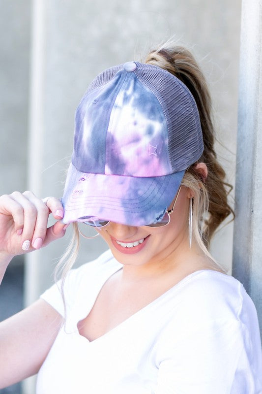 CC Tie Dye Criss-Cross Ponytail Cap Hat