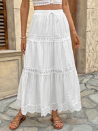 Lace Detail Elastic Waist Skirt