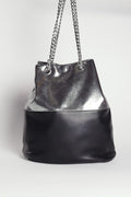 GLOSSY PU LEATHER FASHION BUCKET BAG