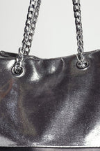 GLOSSY PU LEATHER FASHION BUCKET BAG