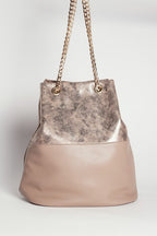 GLOSSY PU LEATHER FASHION BUCKET BAG