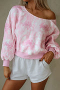 Floral Print One-Shoulder Oversized Sweatshirt