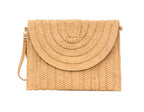 Straw Foldover Convertible Clutch