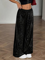 Sequin Embellished Wide Leg Pants