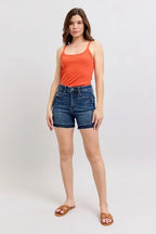 Judy Blue High Waist Tummy Control Destroy Release Hem Denim Shorts