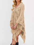 Fringe Openwork Knit Cover Up