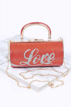 LOVE Rhinestone Convertible Box Clutch