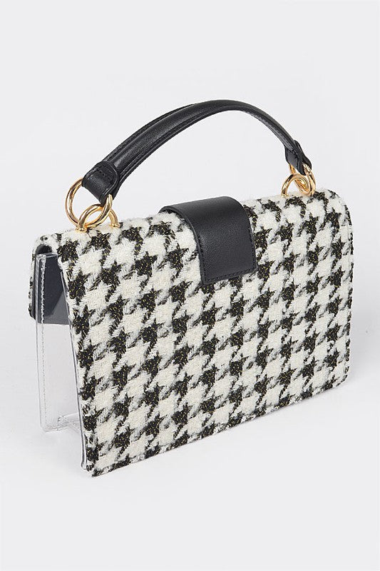 2 In 1 Houndstooth Print Clear Bag Set