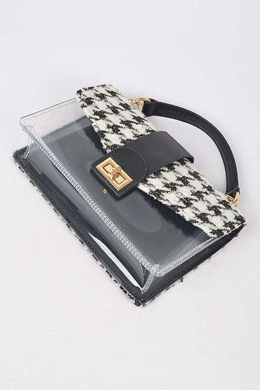 2 In 1 Houndstooth Print Clear Bag Set